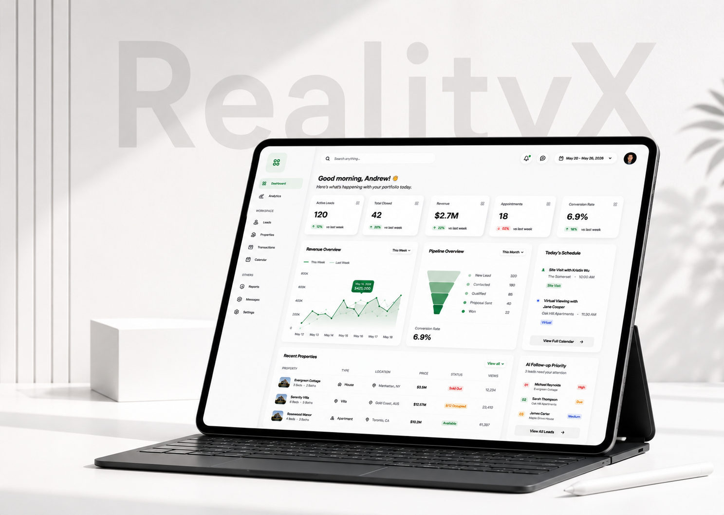 RealityX real estate analytics dashboard